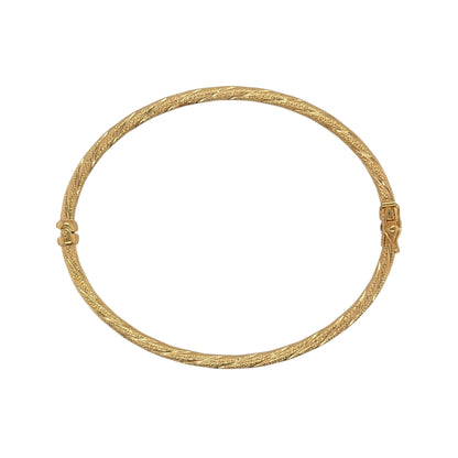 9ct Gold Textured Twist Hinged Bangle