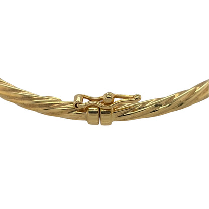 New 9ct Yellow Gold Twisted Bangle with the weight 3.20 grams and diameter 6.5cm