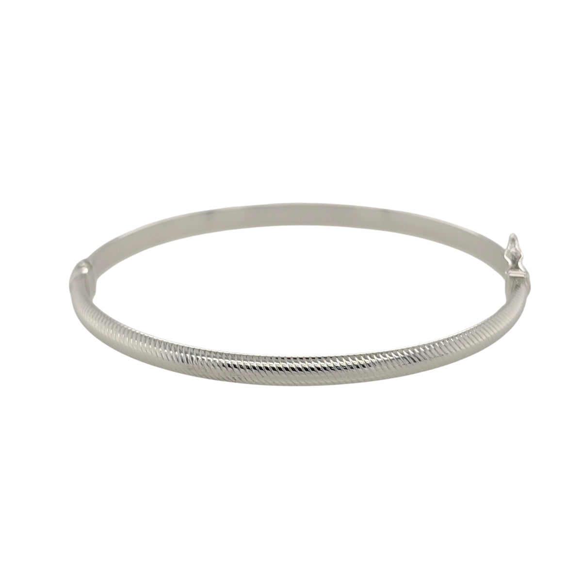 9ct White Gold Textured Hinged Bangle