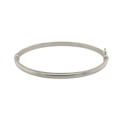 9ct White Gold Textured Hinged Bangle