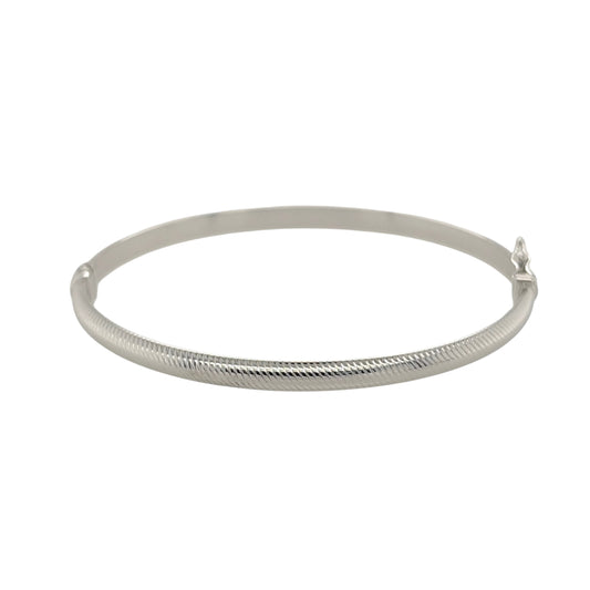 9ct White Gold Textured Hinged Bangle