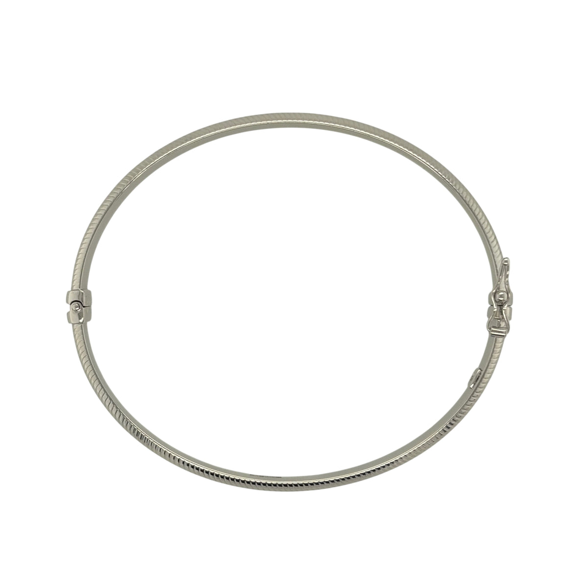 9ct White Gold Textured Hinged Bangle