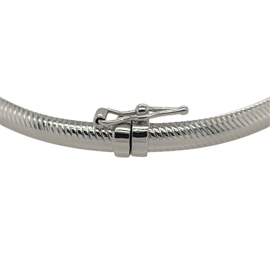 9ct White Gold Textured Hinged Bangle
