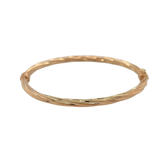 9ct Gold Twisted Hinged Bangle