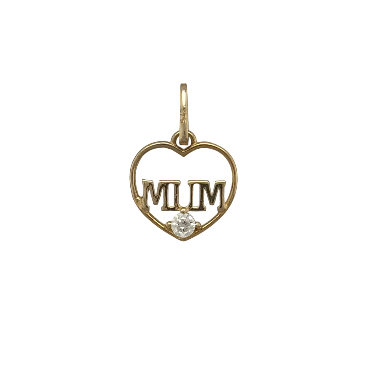 9ct Gold & Cubic Zirconia Mum Heart Pendant