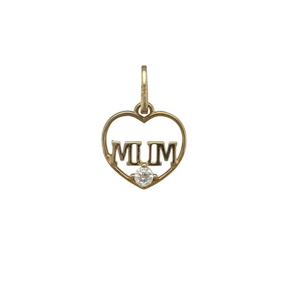 9ct Gold & Cubic Zirconia Mum Heart Pendant