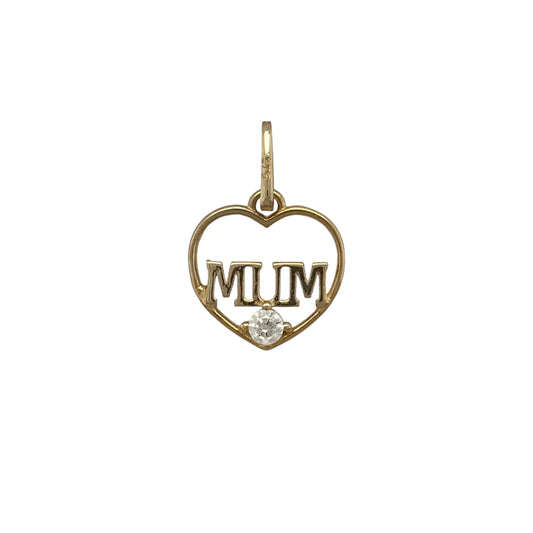 9ct Gold & Cubic Zirconia Mum Heart Pendant