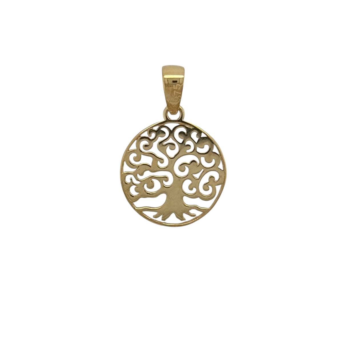 New 9ct Yellow Gold Tree of Life Round Pendant with the weight 0.40 grams. The pendant is approx 1.7cm by 1.1cm including the bail