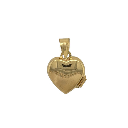 New 9ct Yellow and White Gold Heart shaped with Bow Locket with the weight 0.50 grams. The pendant is approx 1.6cm by 1cm including the bail