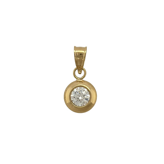 9ct Gold & Cubic Zirconia Round Pendant