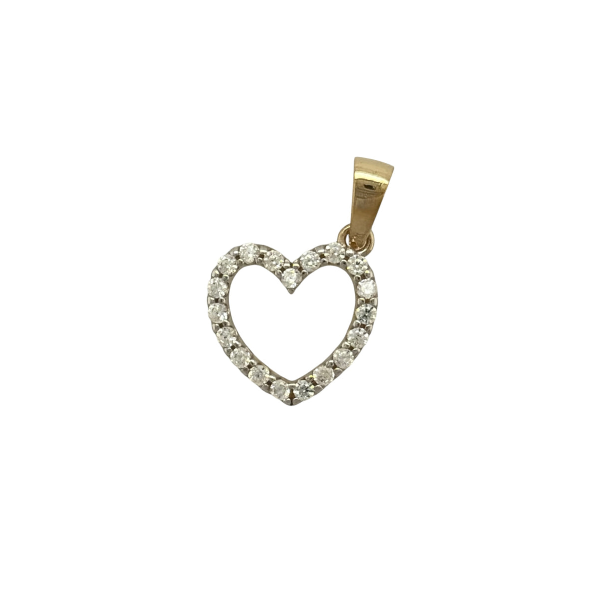 9ct Gold & Cubic Zirconia Open Heart Pendant