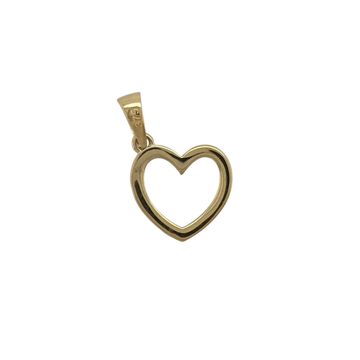 New 9ct Yellow Gold &amp; Cubic Zirconia Open Heart Pendant with the weight 0.40 grams. The pendant is approx 1.6cm by 1cm including the bail