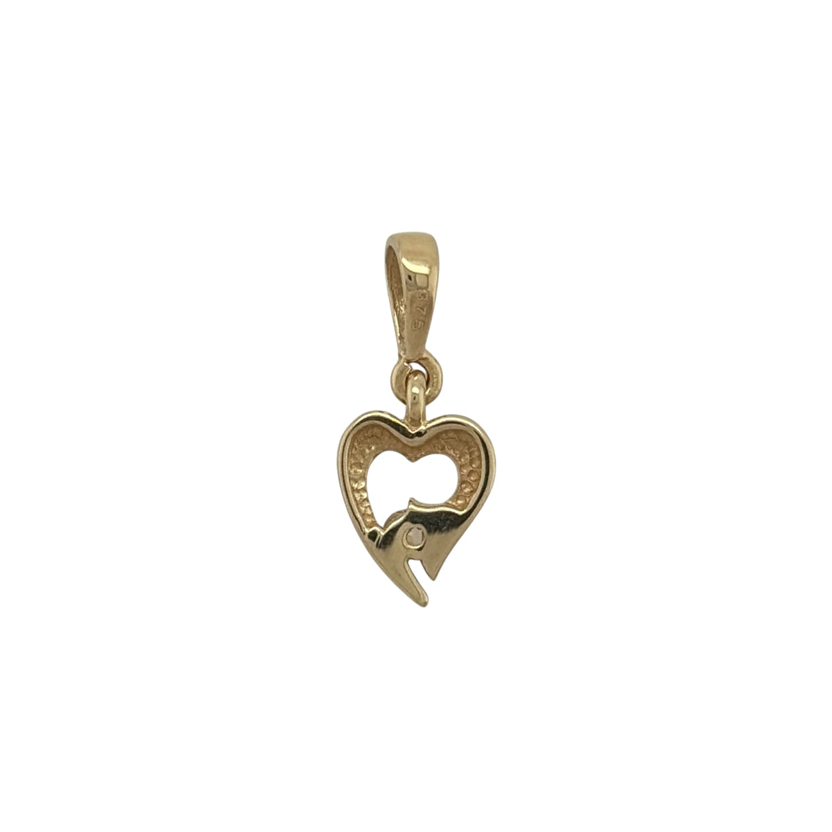 New 9ct Yellow and White Gold &amp; Cubic Zirconia Heart Pendant with the weight 1.10 grams. The pendant is approx 0.9cm by 0.8cm including the bail