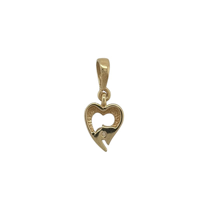 New 9ct Yellow and White Gold &amp; Cubic Zirconia Heart Pendant with the weight 1.10 grams. The pendant is approx 0.9cm by 0.8cm including the bail