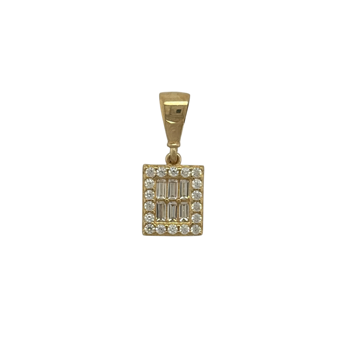 9ct Gold & Cubic Zirconia Cluster Rectangle Pendant