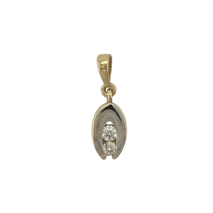 9ct Gold & Cubic Zirconia Oval Pendant