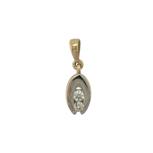 9ct Gold & Cubic Zirconia Oval Pendant