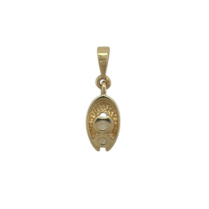 New 9ct Yellow and White Gold &amp; Cubic Zirconia Oval Pendant with the weight 1.20 grams. The pendant is approx 1.6cm by 0.5cm including the bail