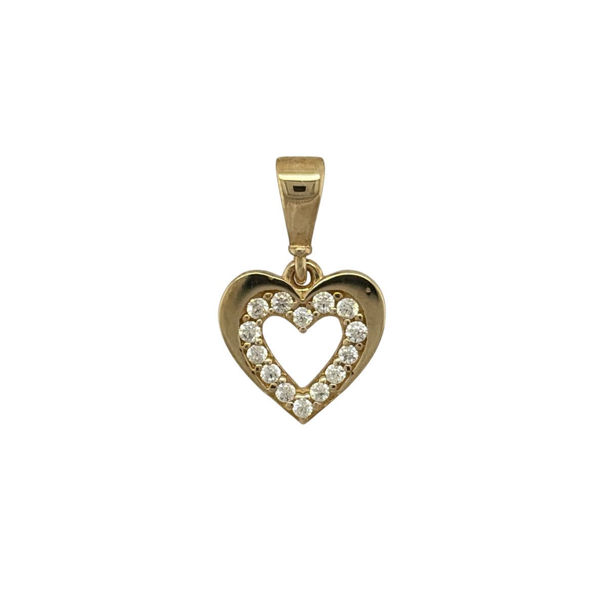 9ct Gold & Cubic Zirconia Open Heart Pendant