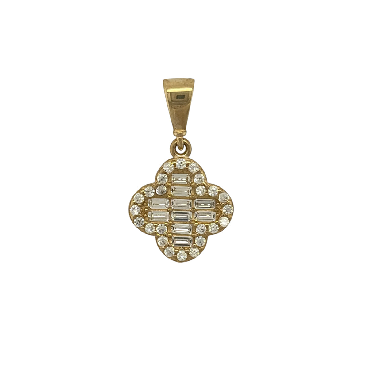 9ct Gold & Cubic Zirconia Cluster Flower Pendant