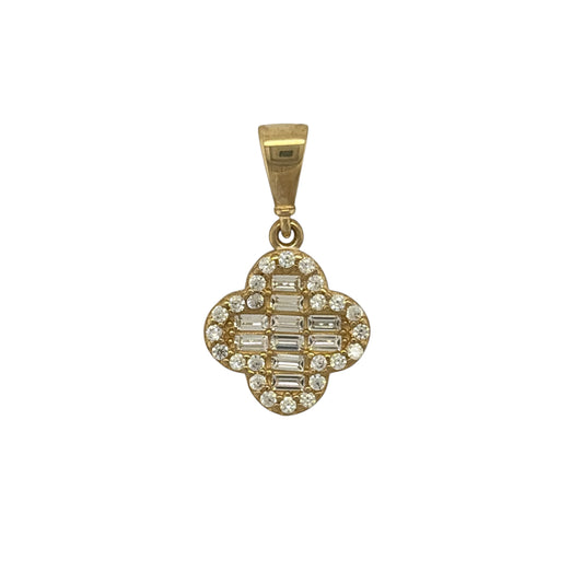 9ct Gold & Cubic Zirconia Cluster Flower Pendant