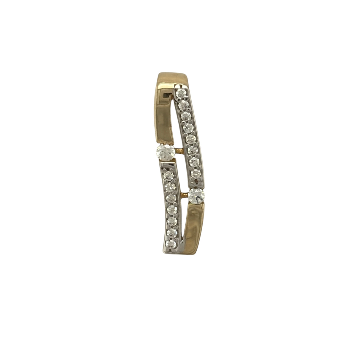 9ct Gold & Cubic Zirconia Wave Bar Pendant