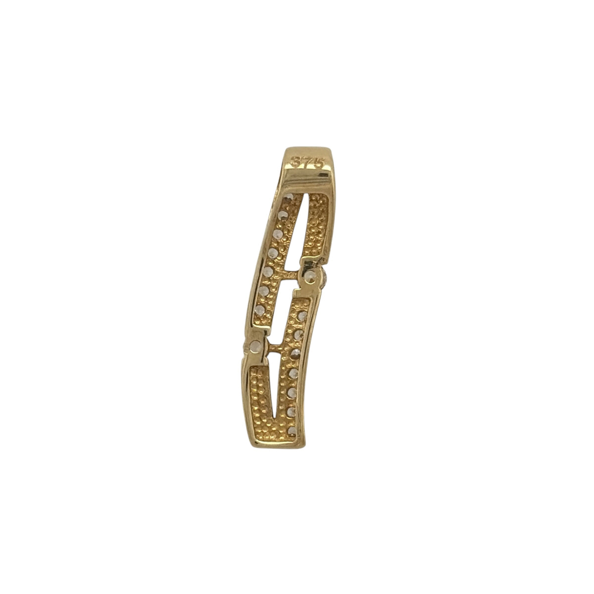 New 9ct Yellow and White Gold &amp; Cubic Zirconia Wave Bar Pendant with the weight 2.40 grams. The pendant is approx 1.5cm by 0.4cm including the bail