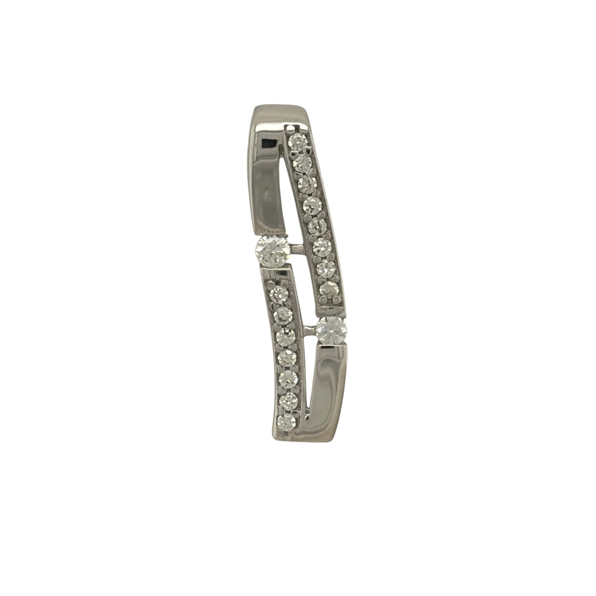 9ct White Gold & Cubic Zirconia Curved Bar Pendant