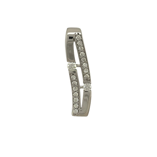9ct White Gold & Cubic Zirconia Curved Bar Pendant