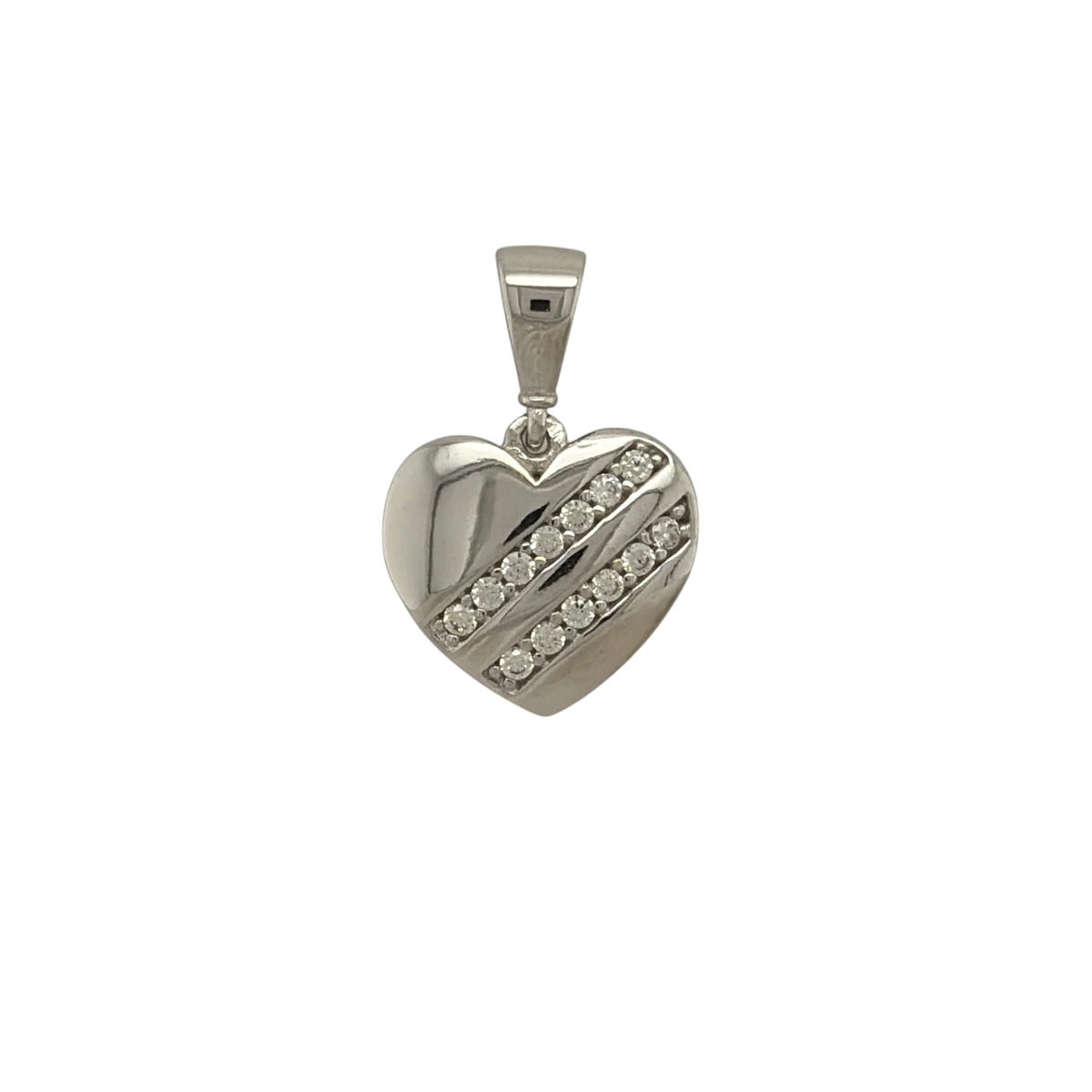 9ct White Gold & Cubic Zirconia Heart Pendant