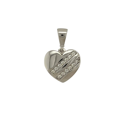 9ct White Gold & Cubic Zirconia Heart Pendant