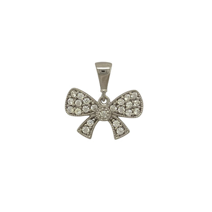 9ct White Gold & Cubic Zirconia Bow Pendant