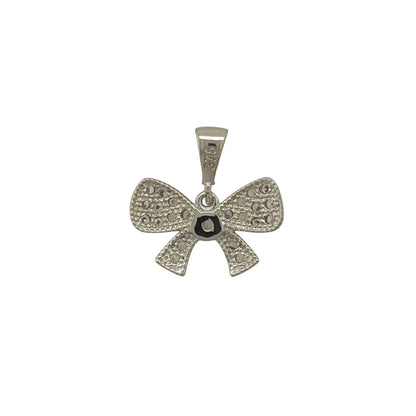 New 9ct White Gold &amp; Cubic Zirconia Bow Pendant with the weight 1.60 grams. The pendant is approx 1.4cm by 1.4cm including the bail