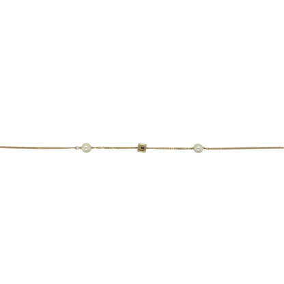 9ct Gold & Pearl Cube 7.5" Curb Bracelet