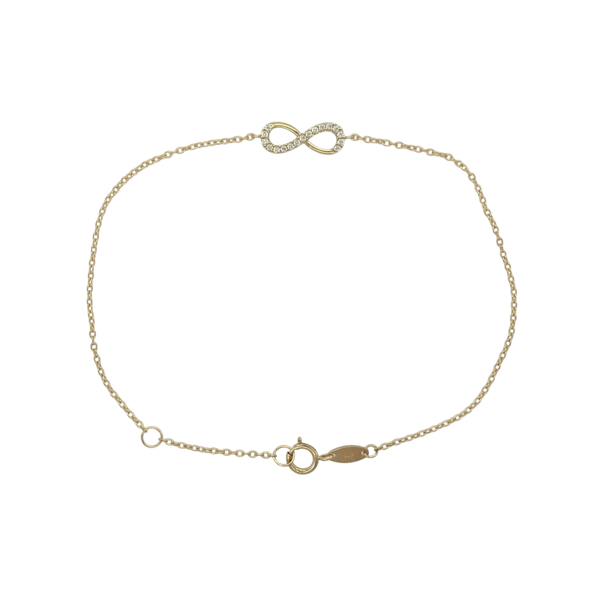 9ct Gold & Cubic Zirconia Infinity 6.5" - 7.5" Bracelet