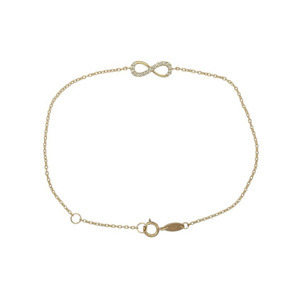 9ct Gold & Cubic Zirconia Infinity 6.5" - 7.5" Bracelet