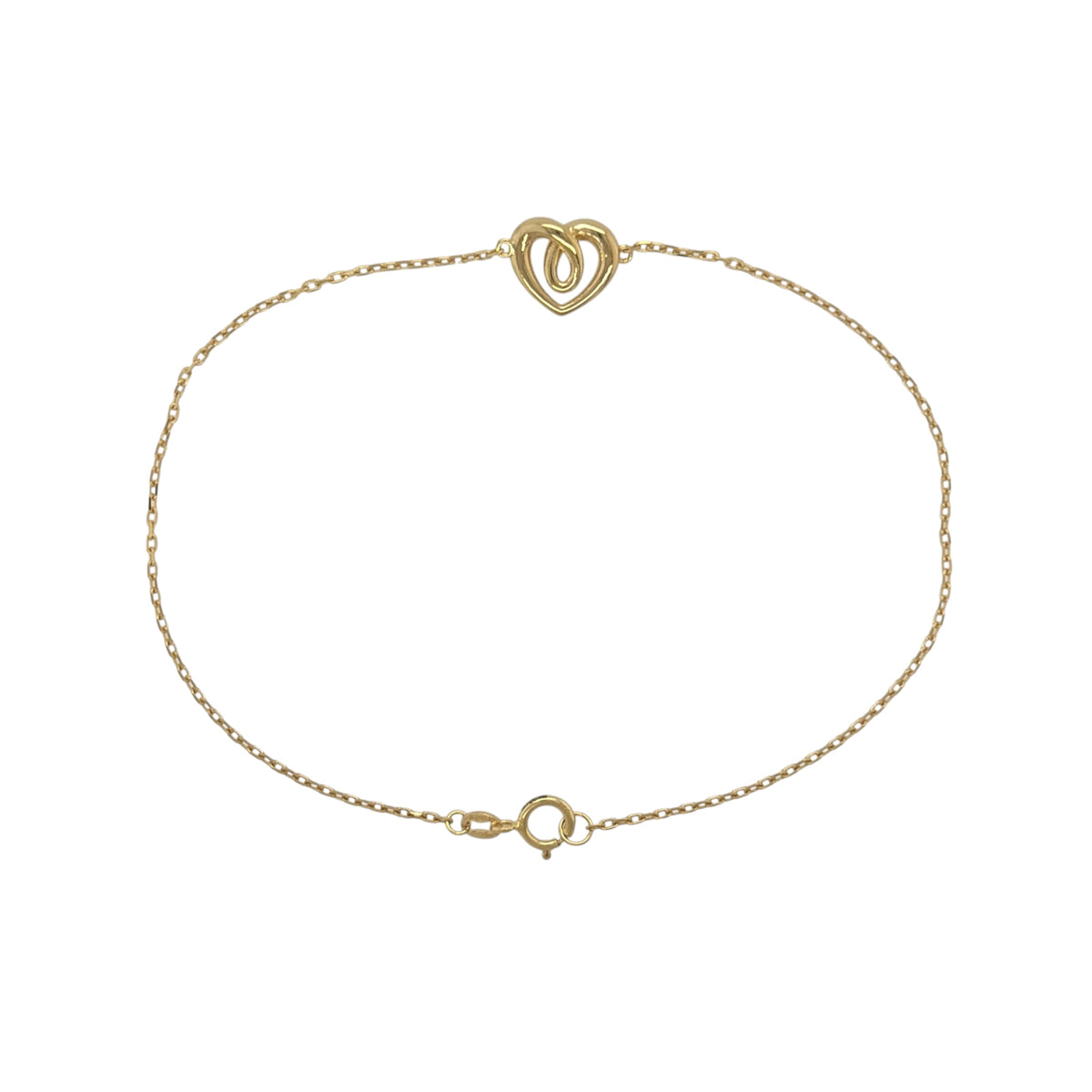 9ct Gold 7.5" Heart Trace Bracelet