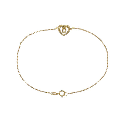 9ct Gold 7.5" Heart Trace Bracelet