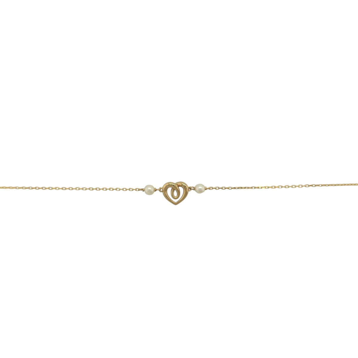 9ct Gold & Pearl Heart 7.5" Bracelet