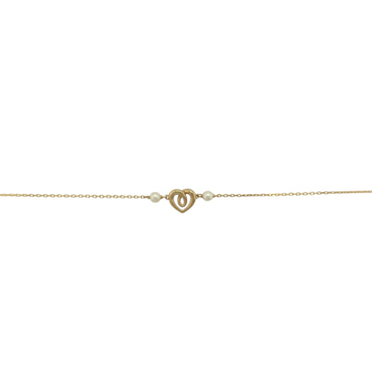 9ct Gold & Pearl Heart 7.5" Bracelet