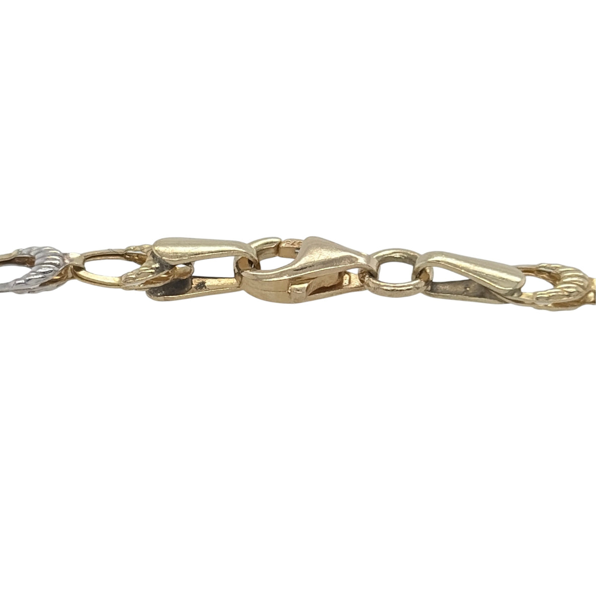 New 9ct Yellow and White Gold 7.25" Two Tone Oval Link Bracelet with the weight 1.70 grams with link width 3.5mm