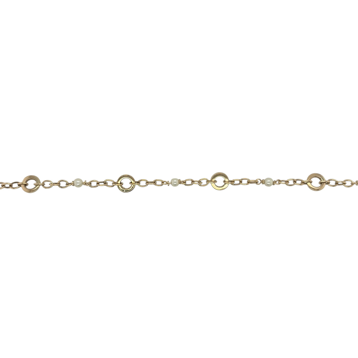 9ct Gold & Pearl Circle Cable Link 7.5" Bracelet