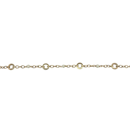 9ct Gold & Pearl Circle Cable Link 7.5" Bracelet