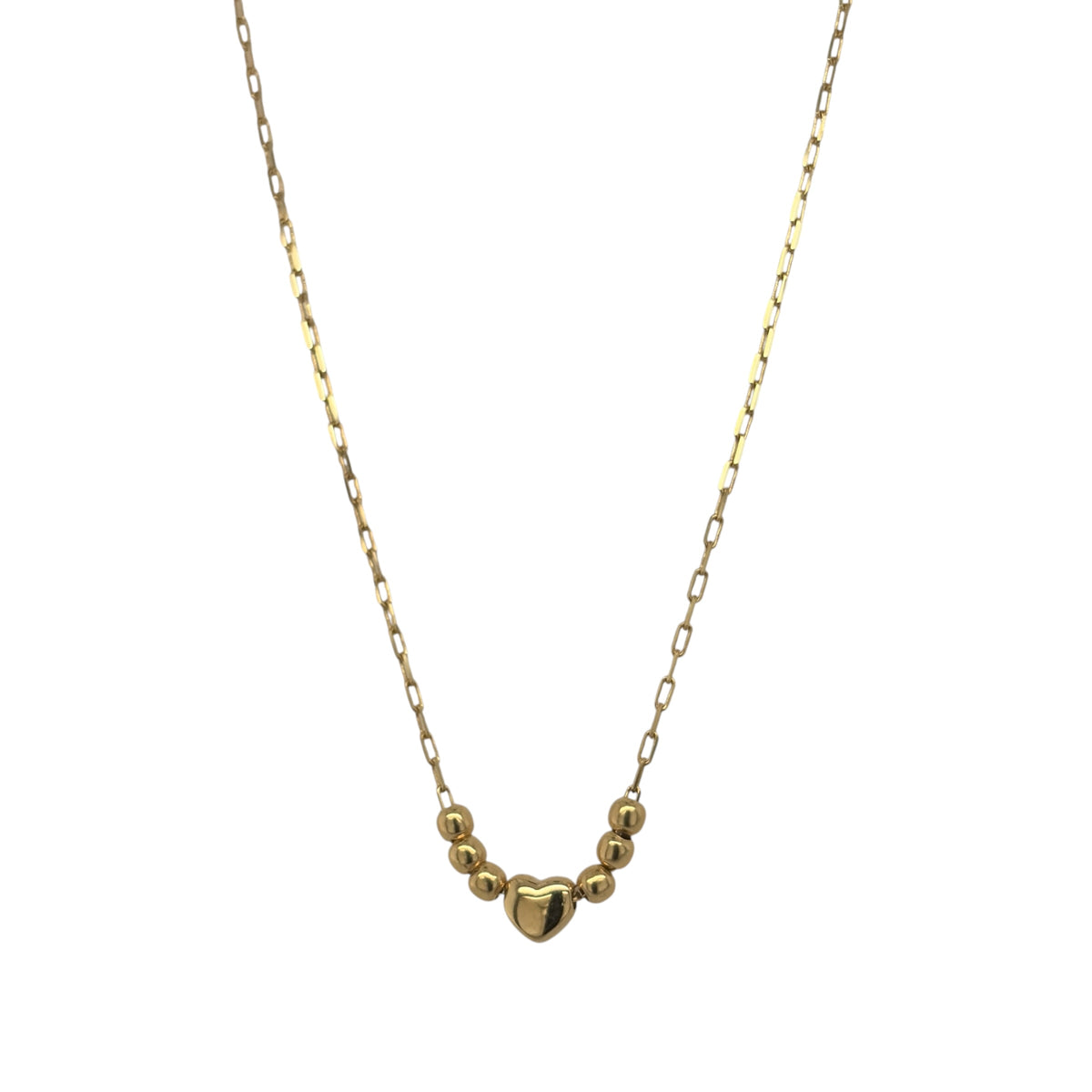9ct Gold Heart Beaded 16" - 18" Necklace
