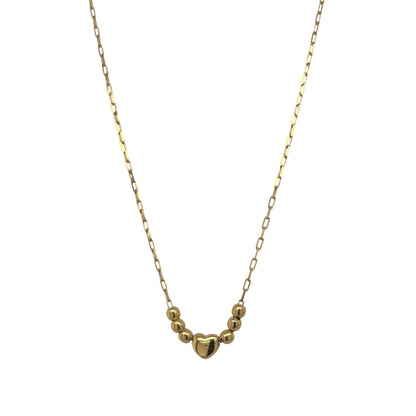 9ct Gold Heart Beaded 16" - 18" Necklace