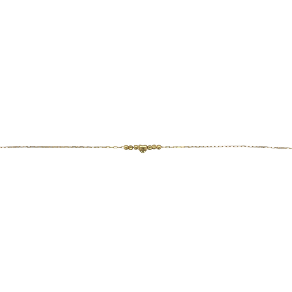 New 9ct Gold Heart Beaded adjustable 16" - 18" paperclip Necklace with the weight 1.15 grams and the heart is 4mm with the chain 0.9mm wide