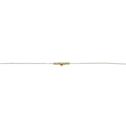 New 9ct Gold Heart Beaded adjustable 16" - 18" paperclip Necklace with the weight 1.15 grams and the heart is 4mm with the chain 0.9mm wide
