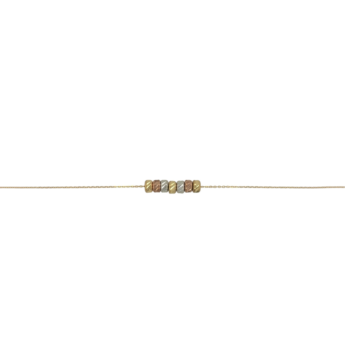 New 9ct Yellow, White and Rose Gold Circle 16.5" Necklace with the weight 1.40 grams and the circle are approx 5mm width