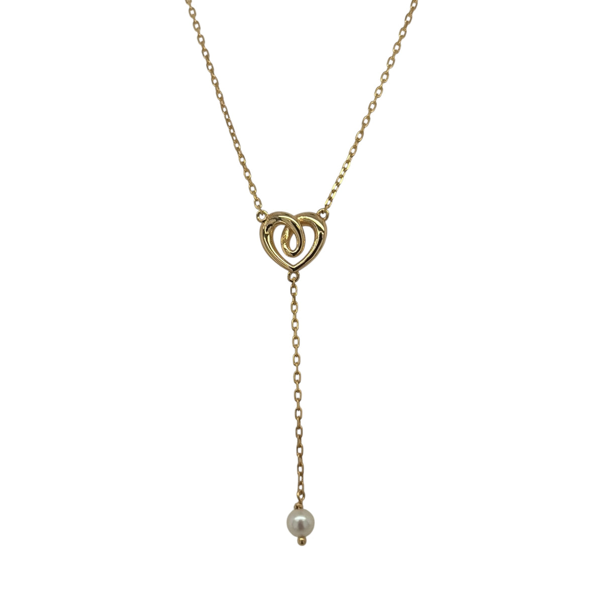 9ct Gold & Pearl Heart 16" - 18" Necklace