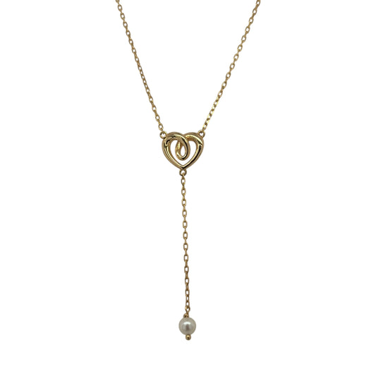 9ct Gold & Pearl Heart 16" - 18" Necklace